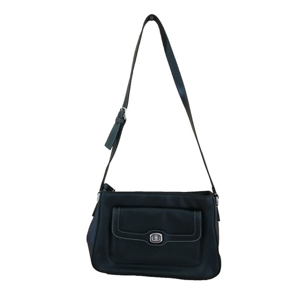 Liz Claiborne Handbags - Liz Claiborne Black Shoulder Bag Adjustable Strap Front & Back Pockets